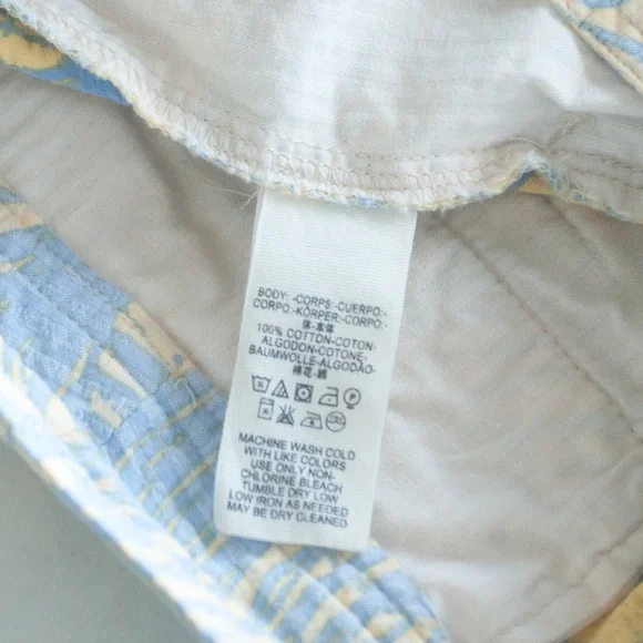 Free People Blue & Yellow Tropical Palm Leaf Island Seersucker Shorts - Picture 5 of 7